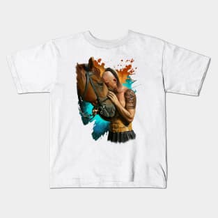 cossack with horse Kids T-Shirt